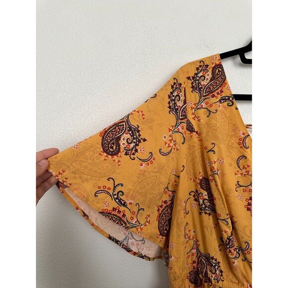 Torrid Mini Wash Challis Flutter Sleeve Lace Back Dress Yellow Paisley Sz 4X NEW - Picture 4 of 12